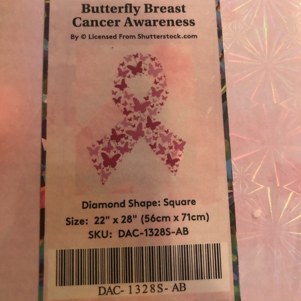 Diamond art club butterfly breast cancer ribbon.